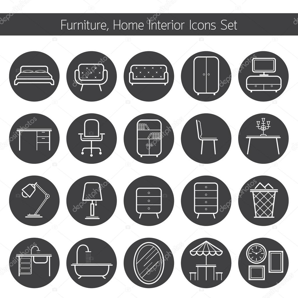 Furniture Line Icons Set