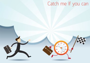Businessman Run to catch Clock Character