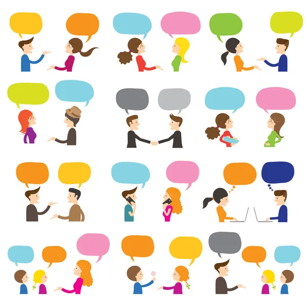 Conjunto de personas hablando — Vector de stock