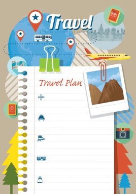 Boş kağıt plan ve arka plan seyahat