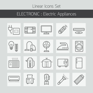 Elektrik ev aletleri satır Icons Set