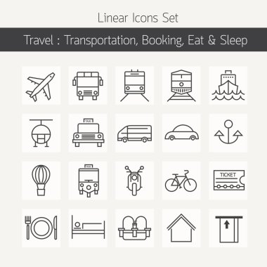 Satır Icons Set rezervasyon ulaşım