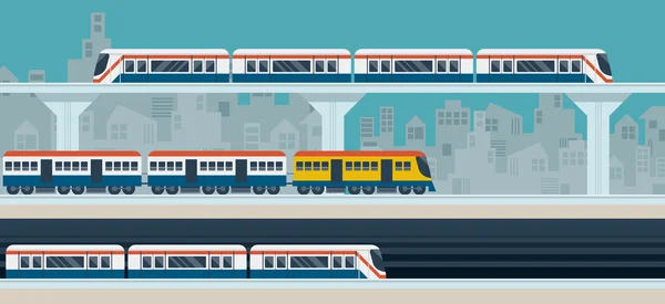 Tren, Tren del cielo, metro, iconos de la ilustración Objetos — Vector de stock