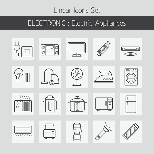 Elétrica Eletrodomésticos linha ícones conjunto — Vetor de Stock
