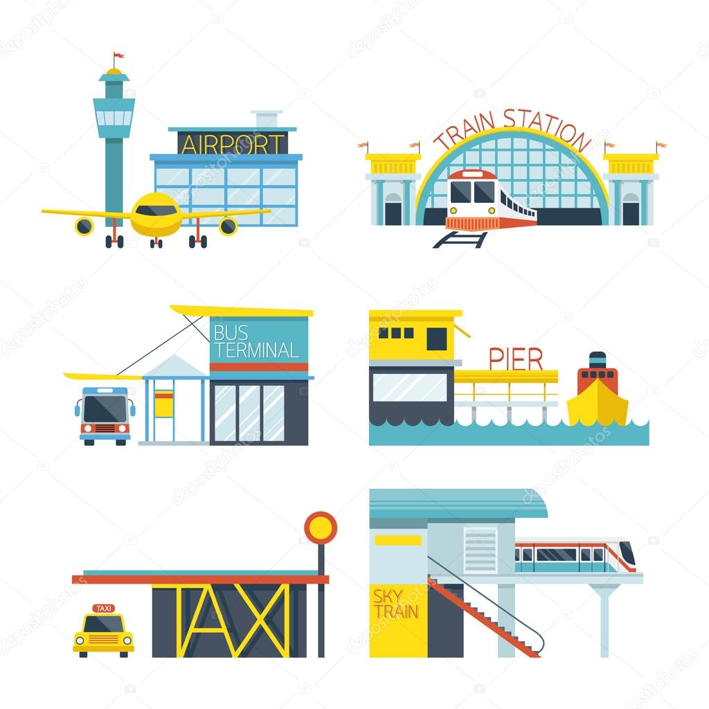 Mode of Transport Illustration Icons Objects