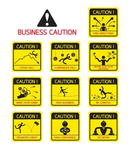 Business Concept Caution Signs — Stock Vector