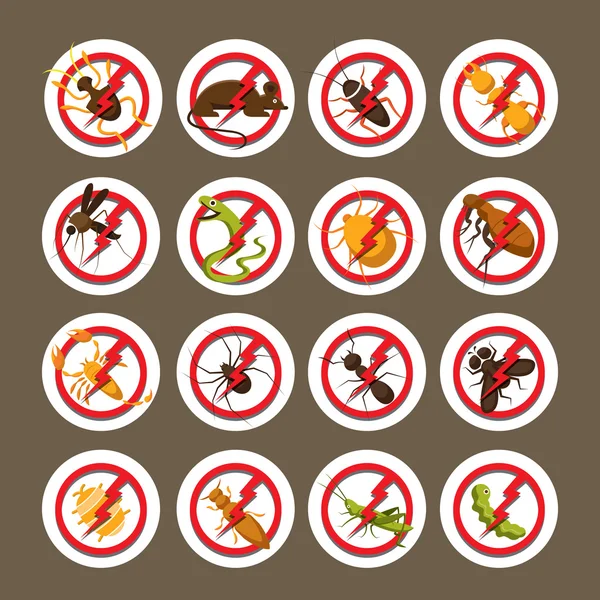 Pests, Insects, Bugs, Prohibition and Repellent Signs — Stock Vector