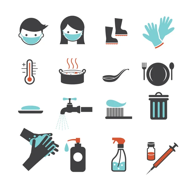 Health and Sanitation Icons Set — Stock Vector