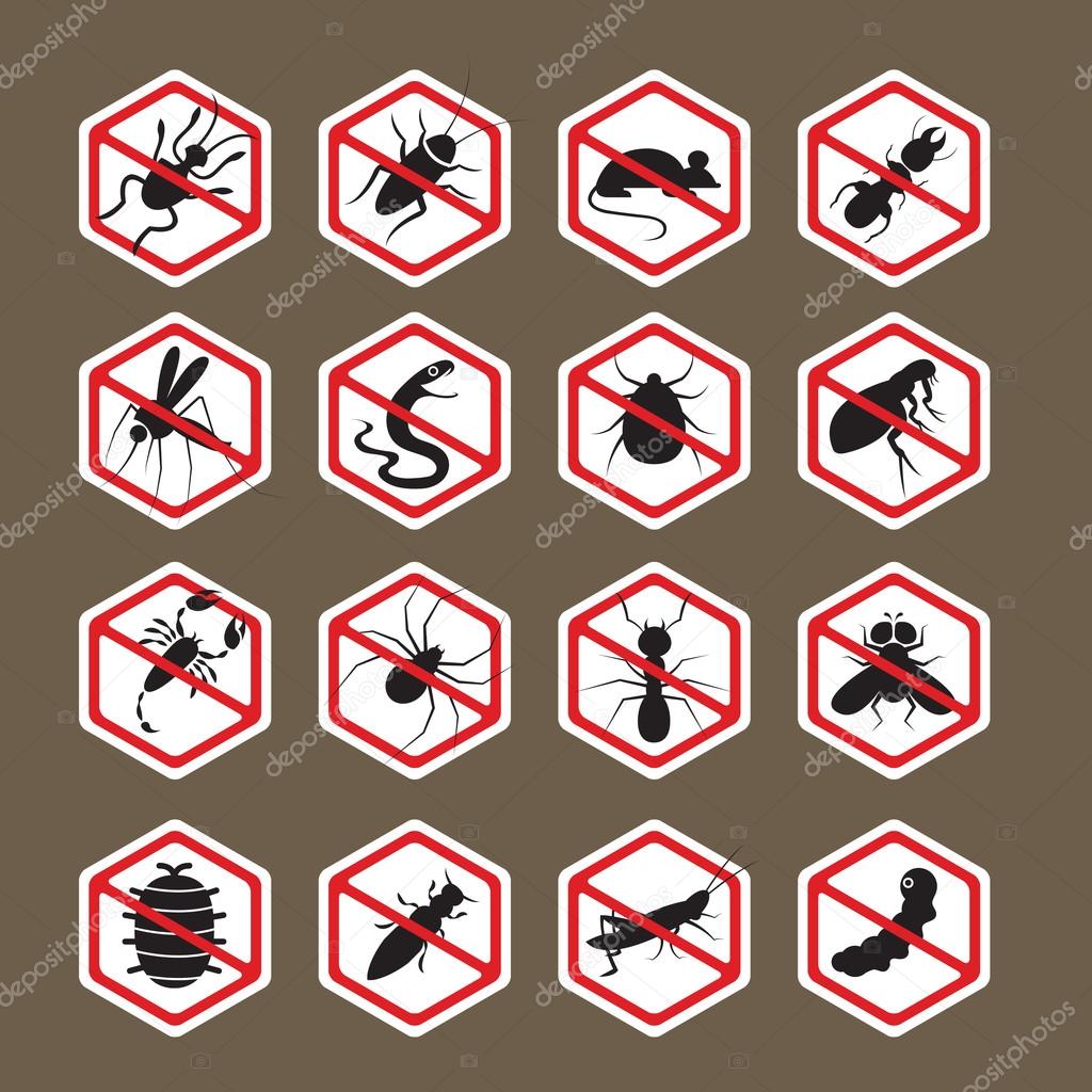 Pests, Insects, Bugs, Prohibition and Repellent Signs 