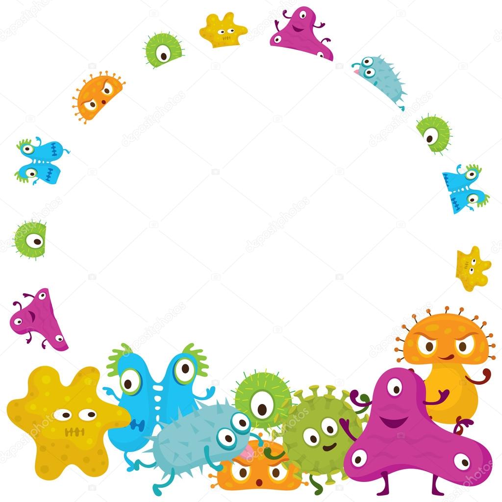 Cute Germ Characters Frame and Border