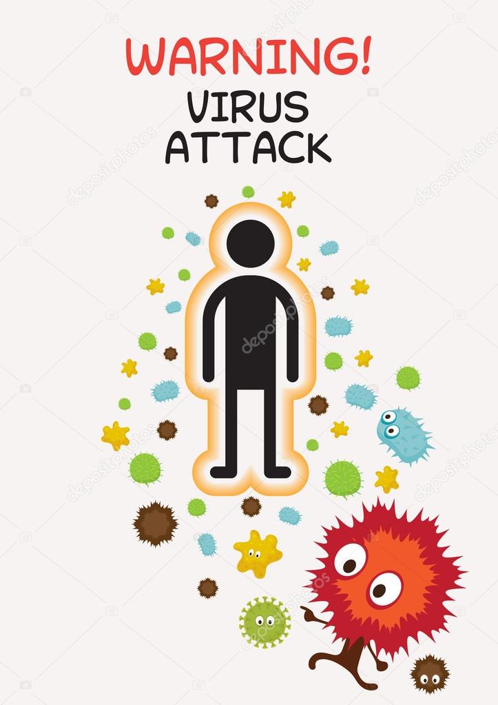 Warning Sign Virus Attack Human