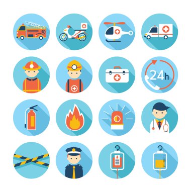 Acil durum düz Icons Set