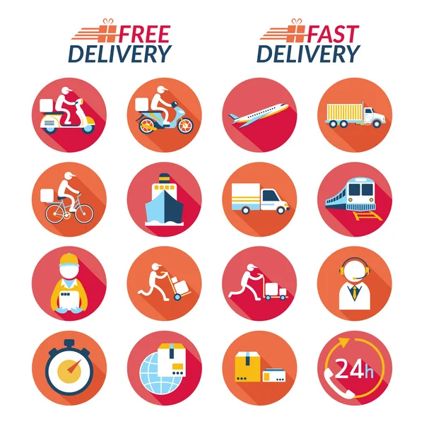Delivery Flat Icons Set — Stock Vector