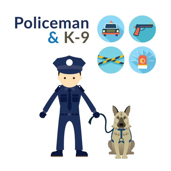 Policía con perro K9 — Archivo Imágenes Vectoriales