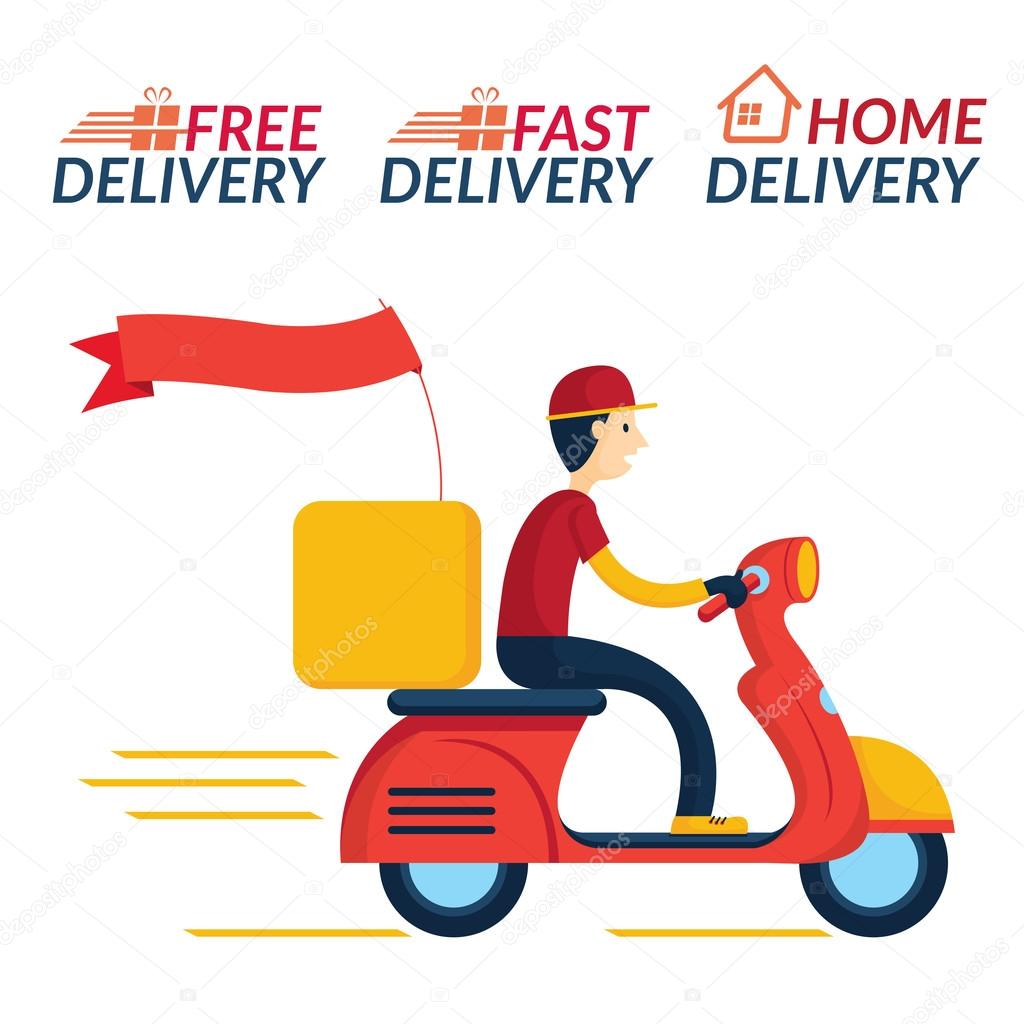 Delivery Boy Ride Scooter Motorcycle Service Stock Vector Delivery Boy Ride Scooter Motorcycle Service Stock Vector