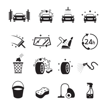 Car Wash Objects icons Set