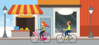 Çift binicilik bisiklet şehirdeki