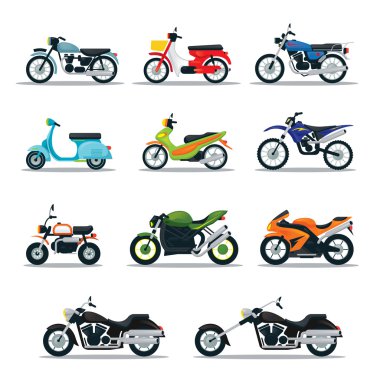 Motorcycle Types Objects Icons Set clipart