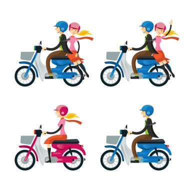 Çift, erkek, kadın, motosiklet binme