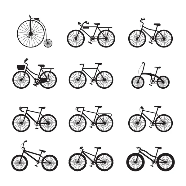 Bicycle Types, Objects Icons Set — Stock Vector