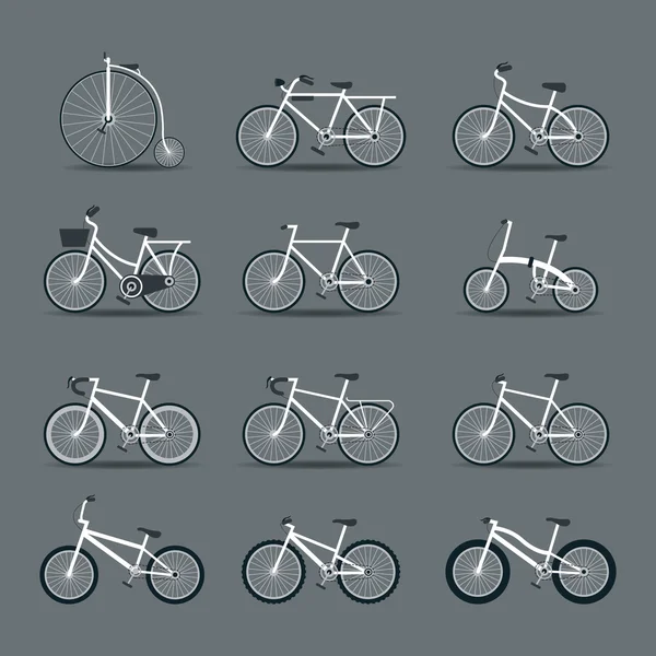 Tipos de bicicletas, Conjunto de iconos de objetos — Vector de stock