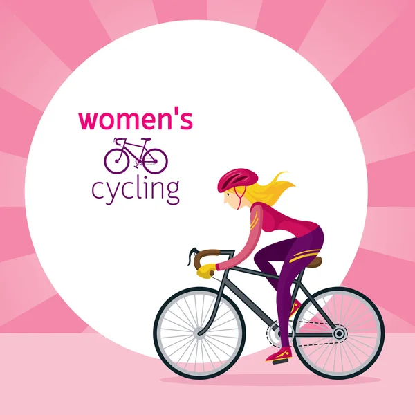 Femme en vêtements de sport de protection vélo de route — Image vectorielle