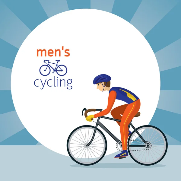 Muž v ochranné sportovní potřeby, cyklistické silniční kolo — Stockový vektor