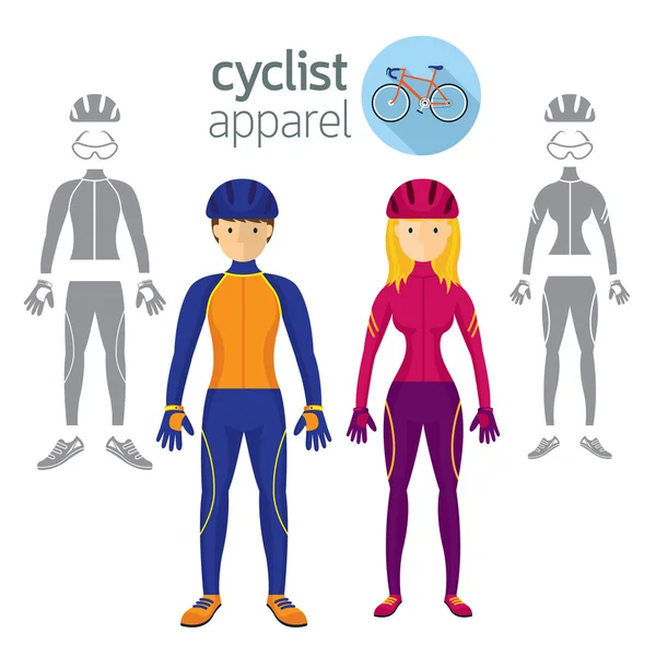 Vêtements de cycliste, Vêtements — Image vectorielle