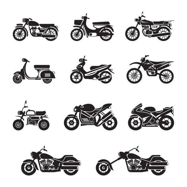 Moto Types Objets Icônes Set — Image vectorielle