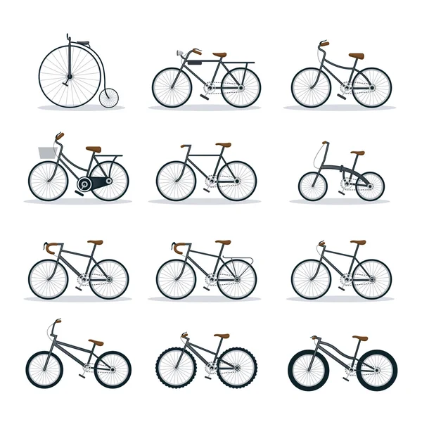 Typy rowerów, obiekty zestaw ikon Ilustracje Stockowe bez tantiem