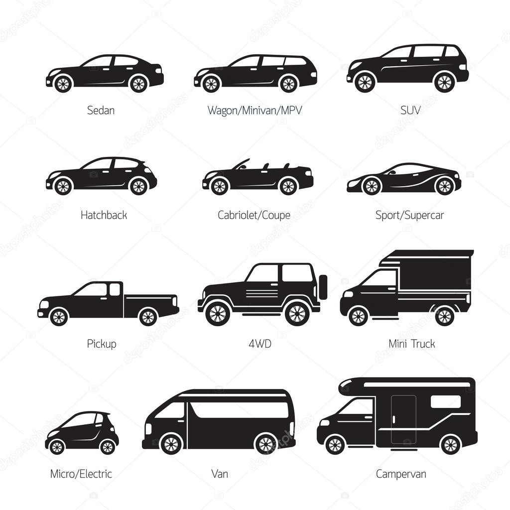 Car Type and Model Objects icons Set