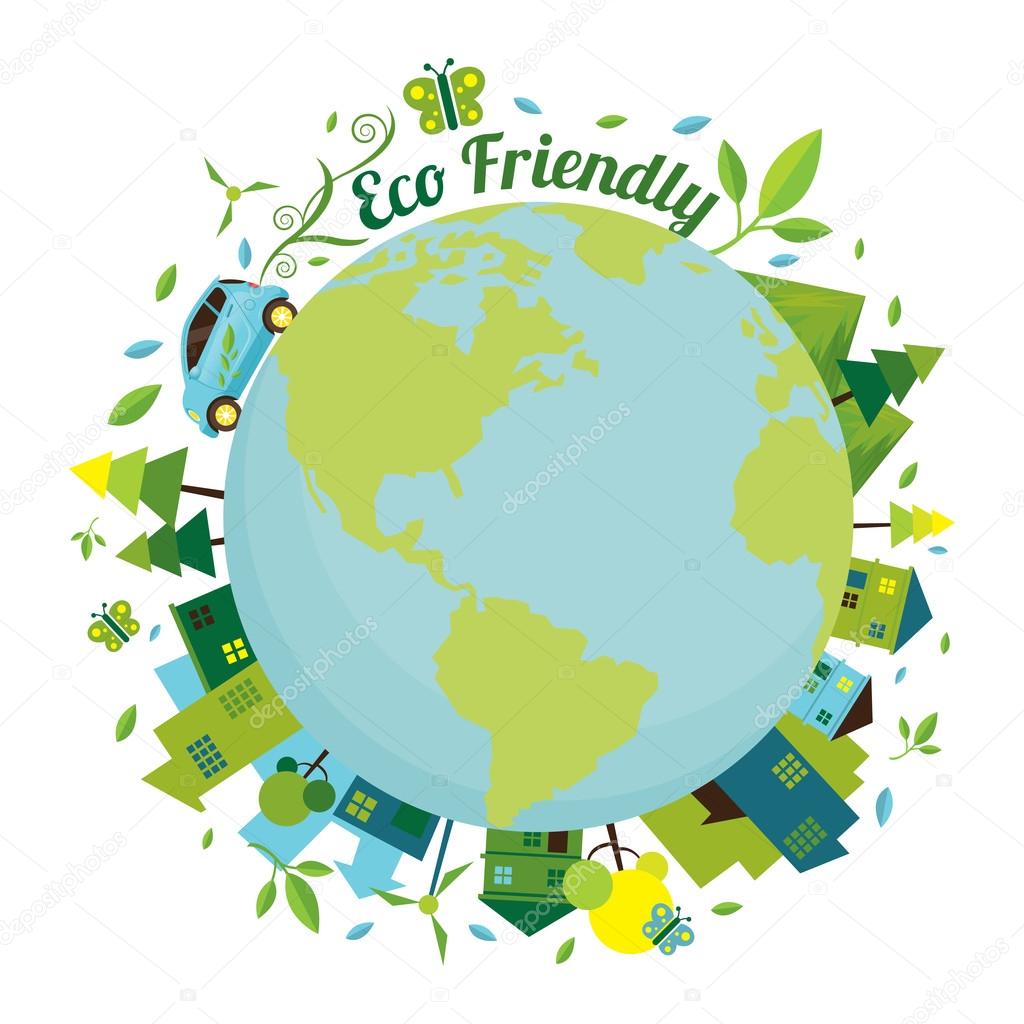 Eco Car and Environment around the World Round Frame