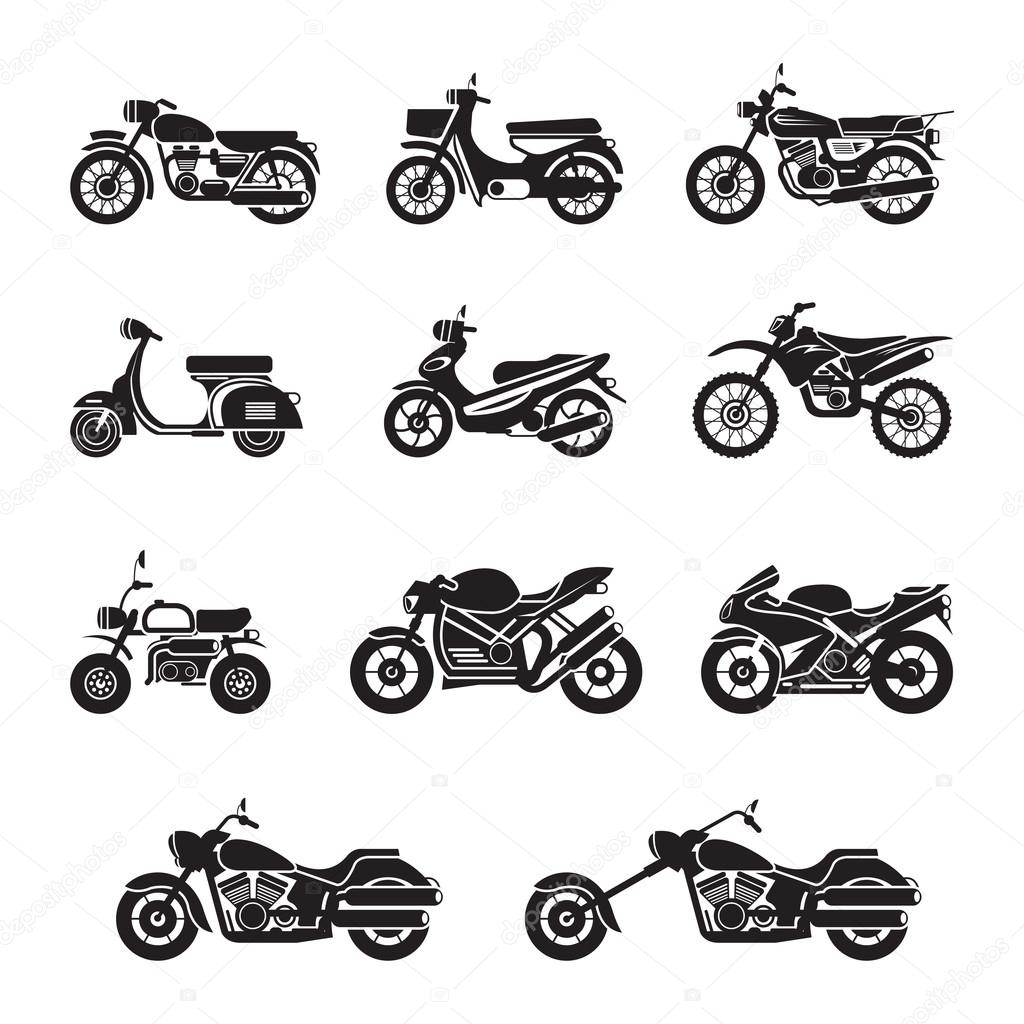 Motorcycle Types Objects Icons Set