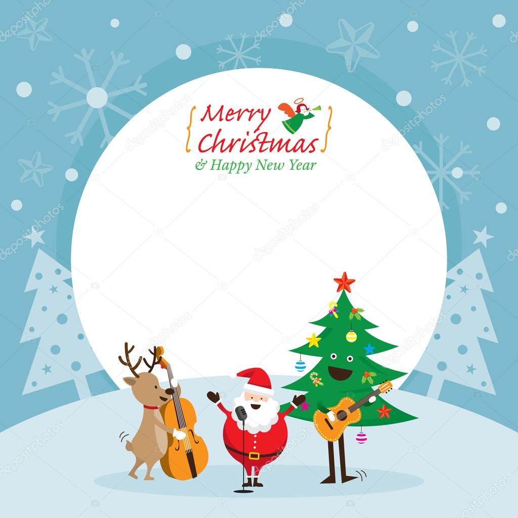 Santa Claus, Snowman, Reindeer, Playing Music Frame