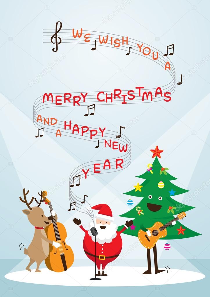 Santa Claus, Snowman, Reindeer, Playing Music, Sing a Song