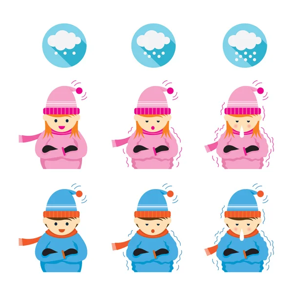 Boy and Girl Freezing and Cold — Stock Vector