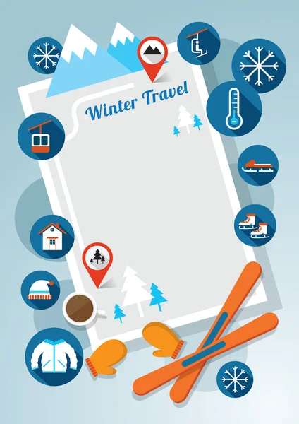 冬天图标框架和背景 — 图库矢量图片