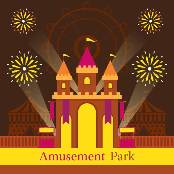 Castillo, Parque de Atracciones, Carnaval, Feria de la Diversión , — Vector de stock