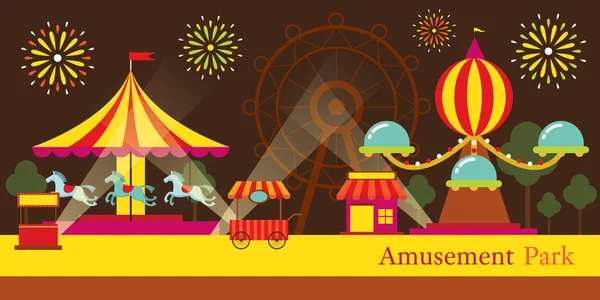 Amusement Park, Carnival, Fun Fair — Stock Vector