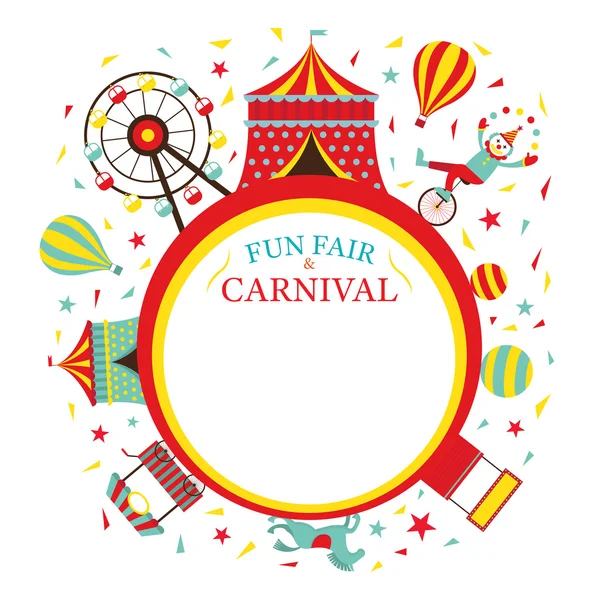 Fun Fair, Carnival, Circus, Round Frame Stock Illustration