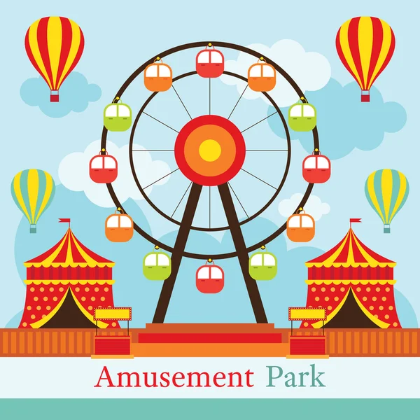 Ferris Wheel, Amusement Park, Carnival, Fun Fair, Stock Illustration