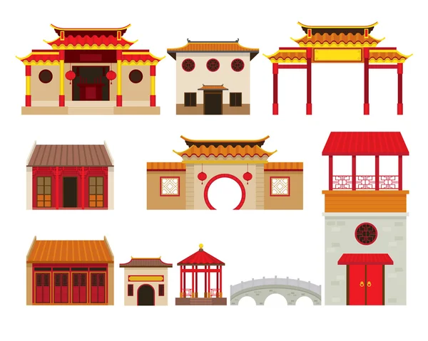 Chine Ensemble d'objets de construction — Image vectorielle