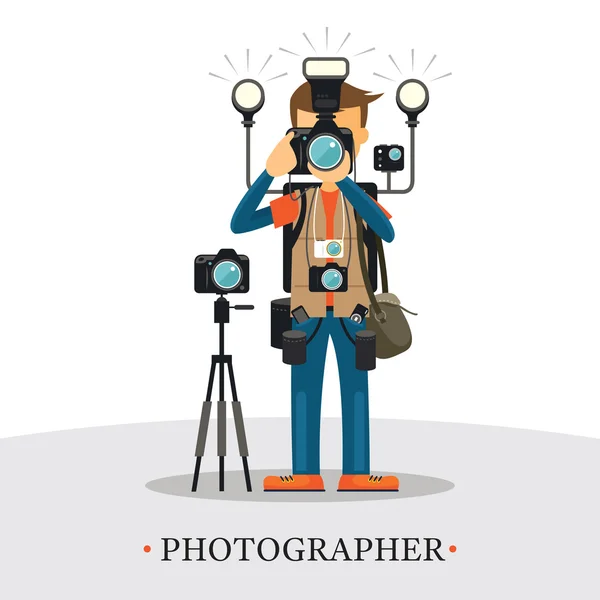 Super apparatuur fotograaf — Stockvector