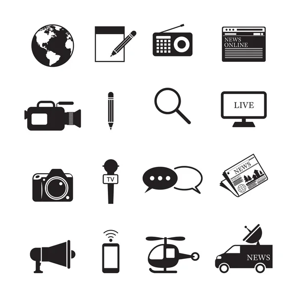 Conjunto de iconos Mono de noticias y periodismo — Vector de stock