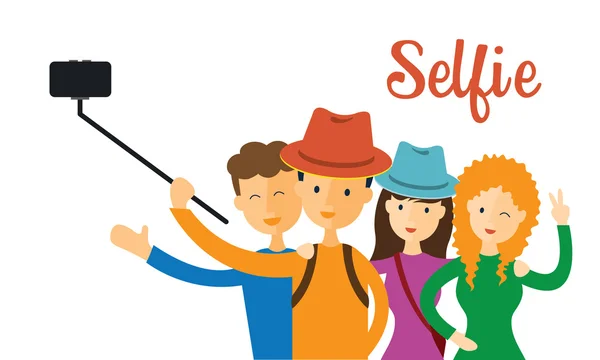 Grupo de amigos, Selfie — Vector de stock