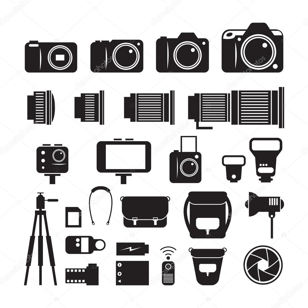 Camera, Photography Mono Icons Set
