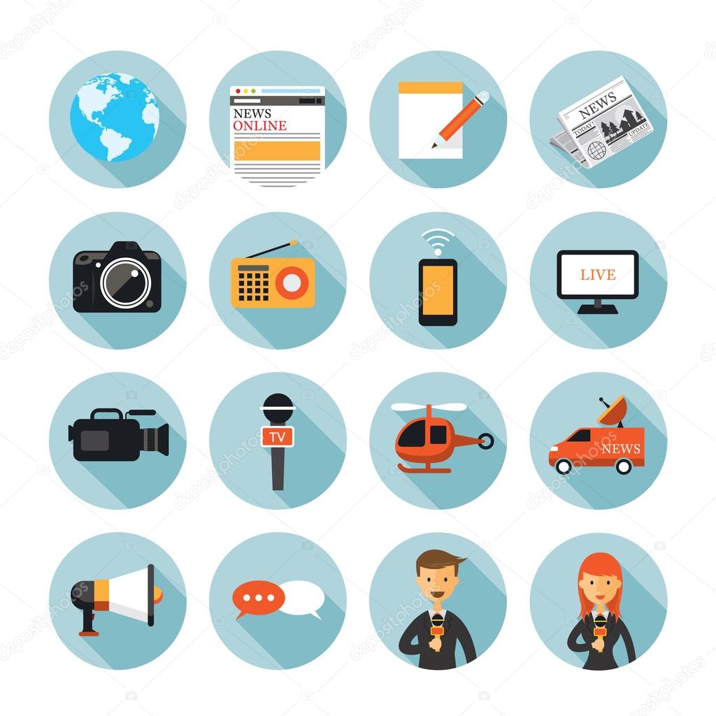News and Journalism Flat Icons Set