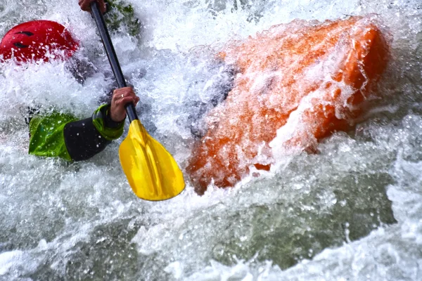 Extreme river kayaking as fun sport — Stock Photo, Image