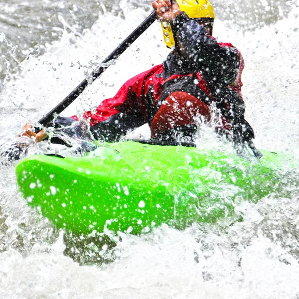 White water kayaking as extreme and fun sport — Stock Photo, Image
