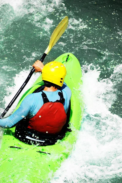 White water kayaking as extreme and fun sport — Stock Photo, Image